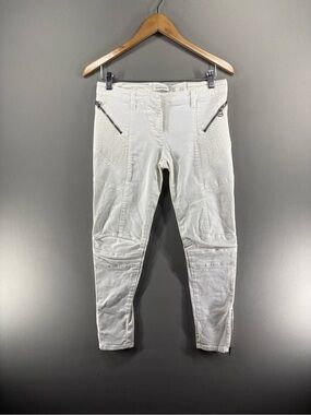 Pierre Balmain White Ribbed Moto Biker Jeans Size 28/42 Women